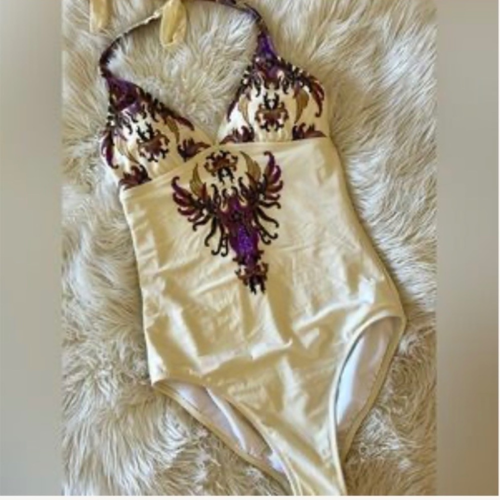 Anthropologie Red Carter one piece halter bathing suit. boho vacay Sz 6